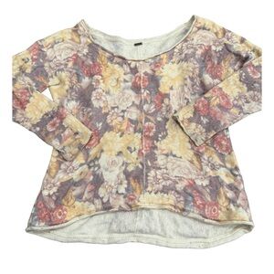 Free People Floral Angora Blend Off Shoulder Knit Sweater